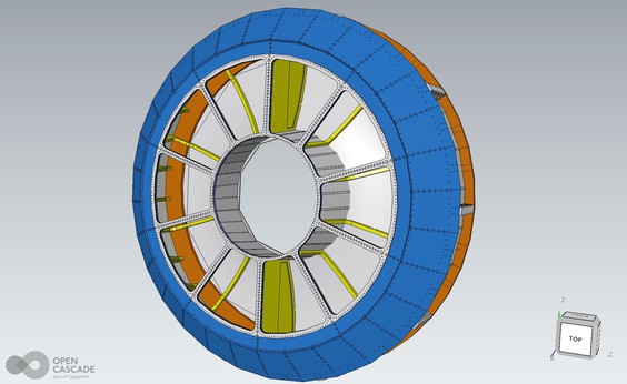 A digital rendering of the full-size Cherenkov particle detector. Image supplied by Garth Huber.